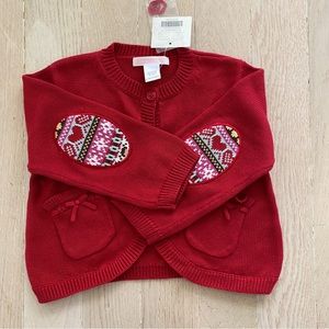 Janie and Jack Toddler Girl 18-24 Month Red Holiday Cardigan Sweater NWT